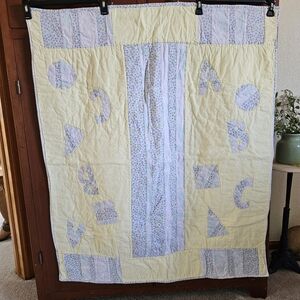 Handmade ABC Flannel Pastel Patchwork Quilt 44.5 X 39.5